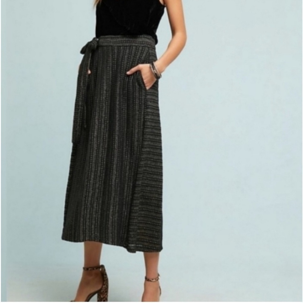 ANTHRO: EVA FRANCO BLAKE BLACK & GOLD CROPPED WRAP PANTS SMALL